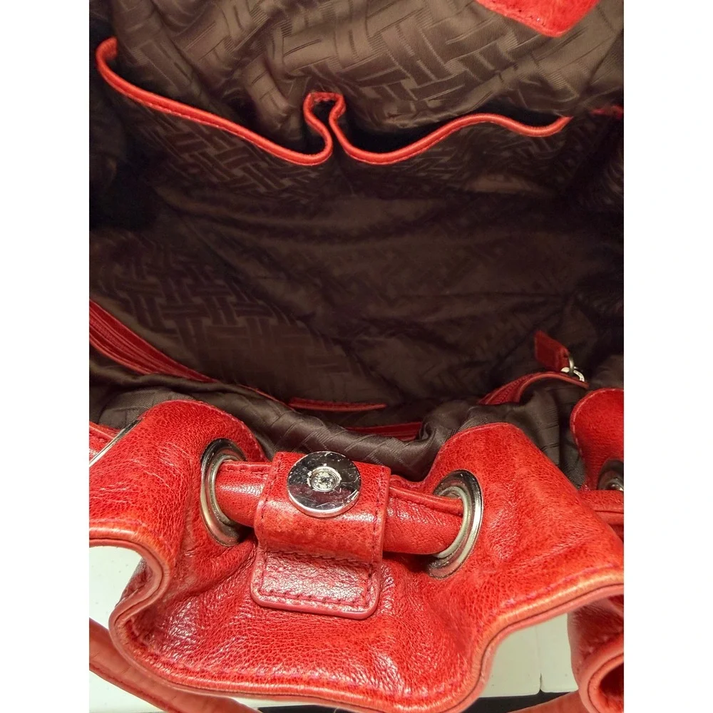 Y2K VTG Cole Haan 90s Rust Burnt Orange Leather Hobo Shoulder Bag Purse Tassles